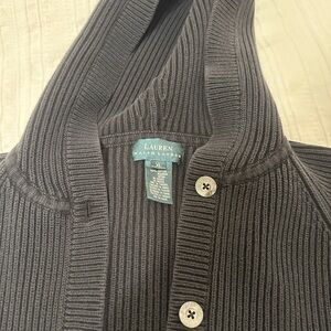 Vintage Lauren Ralph Lauren Charcoal Ribbed hooded Cardigan